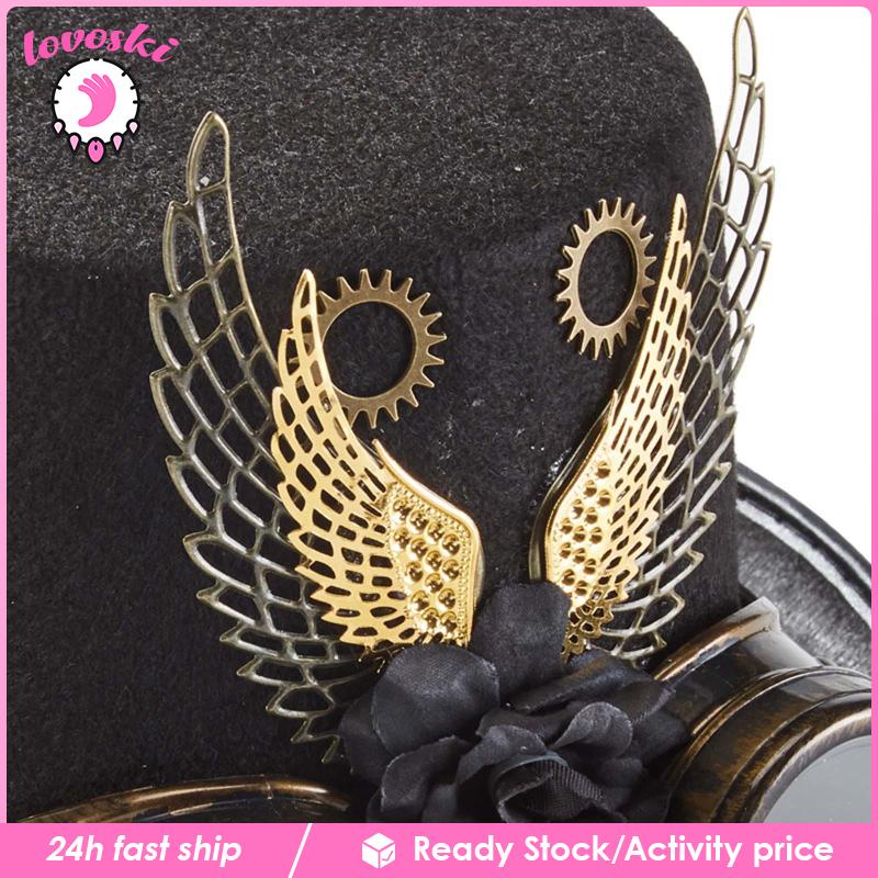 Nón Hóa Trang Halloween Phong Cách Steampunk Màu Vàng Đen E 56-58cm