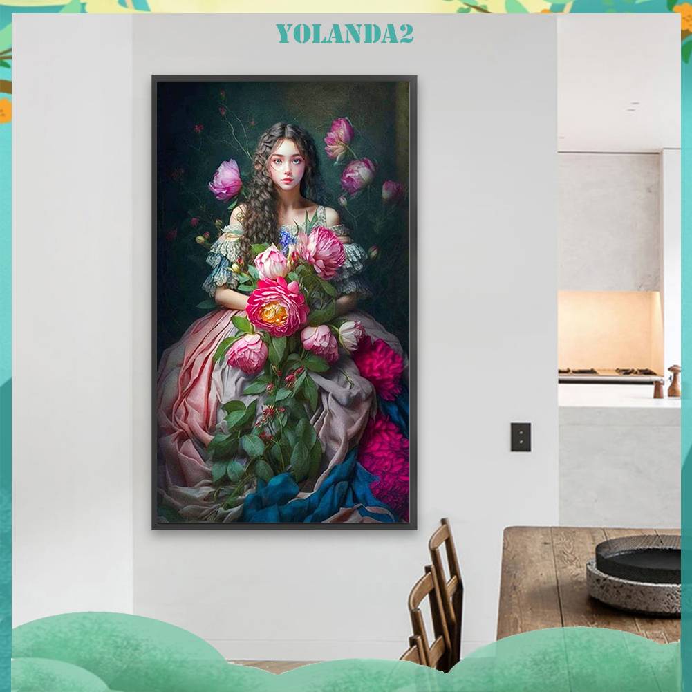 Tranh Đính Đá Kim Cương Toàn Bộ 5D DIY Hình Vẽ Người Phụ Nữ Trang Trí Nhà Cửa