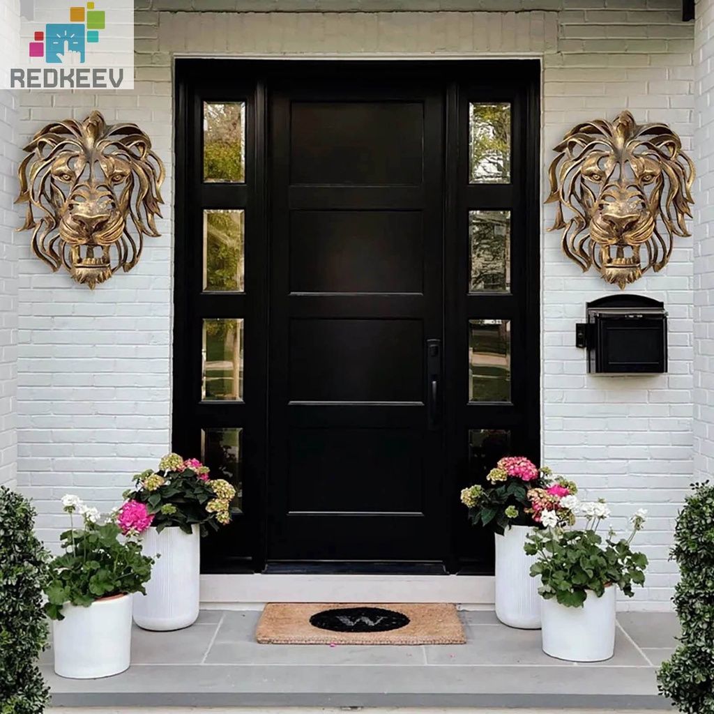 Mô Hình Đầu Sư Tử Điêu Khắc Treo Tường Trang Trí Nhà Cửa