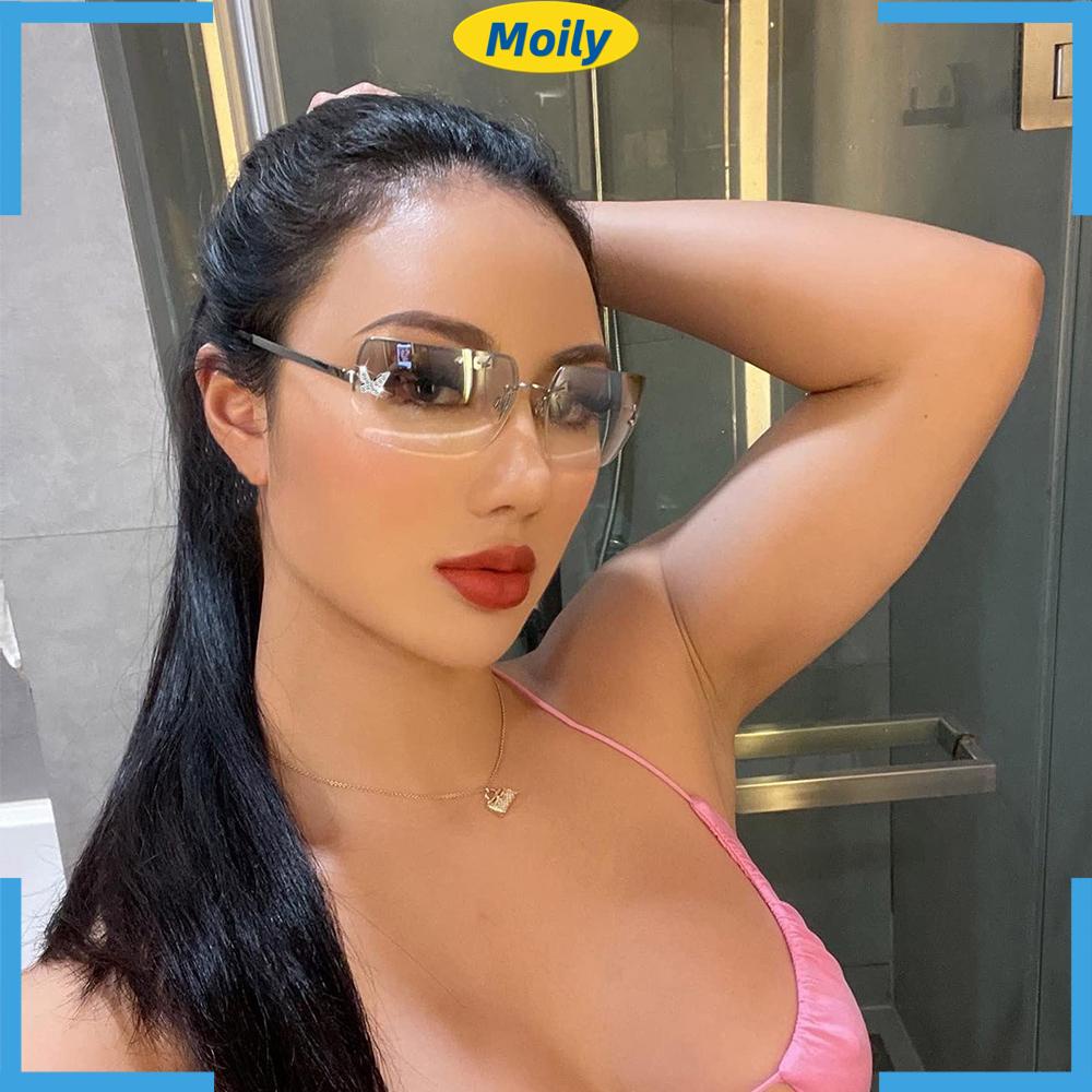 MOILYVN Kính Râm Chống Tia UV Không Gọng Hình Bướm