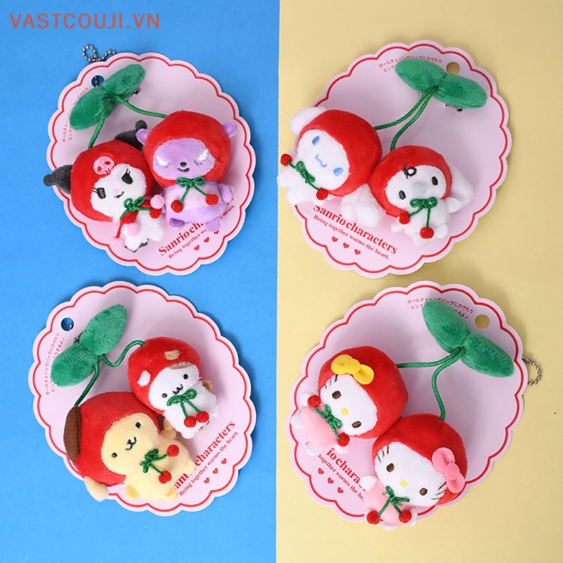 SANRIO Thú Nhồi Bông Hình Quả Cherry / Mèo Hello Kitty / Trái Cherry Trang Trí Balo Đi Học
