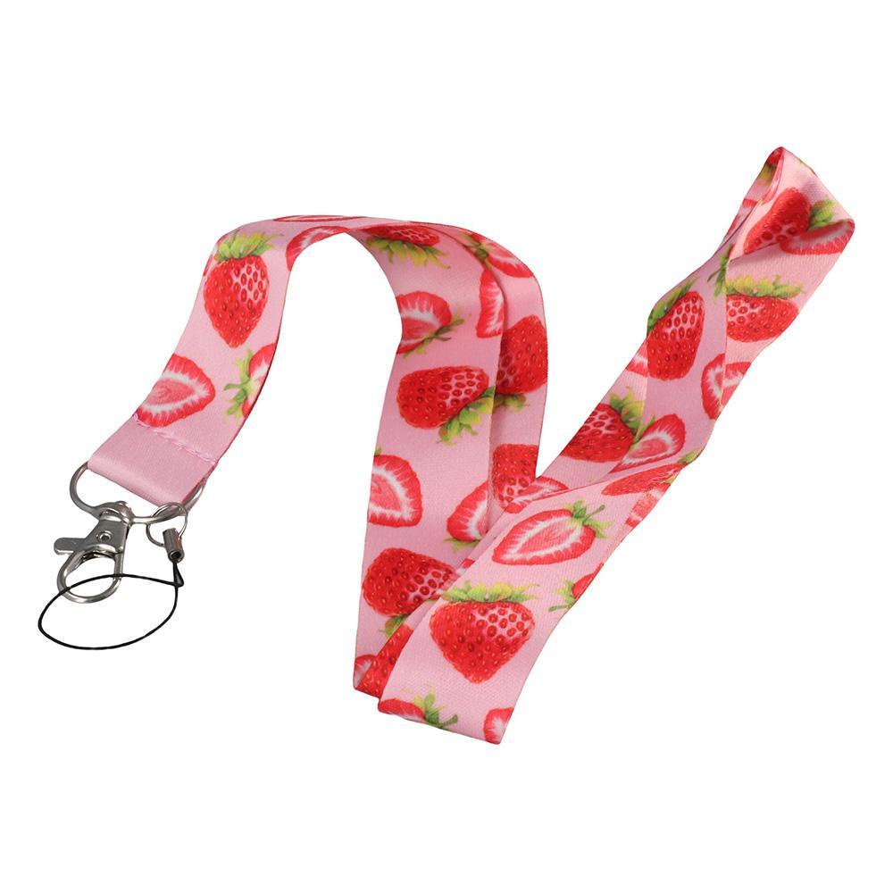 CHOOKEY Giá Đỡ Thẻ ID / Huy Hiệu Màu Hồng Có Dây Đeo Cổ Dacron Dâu Tây Cho Văn Phòng