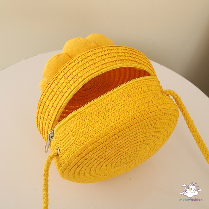 Túi Xách Đeo Vai Đan Lát Hình Tròn Phong Cách Hàn Quốc Cho Nữ