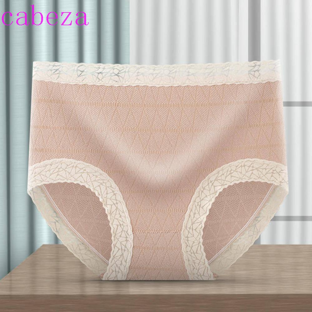 CABEZA Quần Lót Lưng Cao Phối Ren Thoáng Khí Màu Sắc Đơn Giản Cho Nữ
