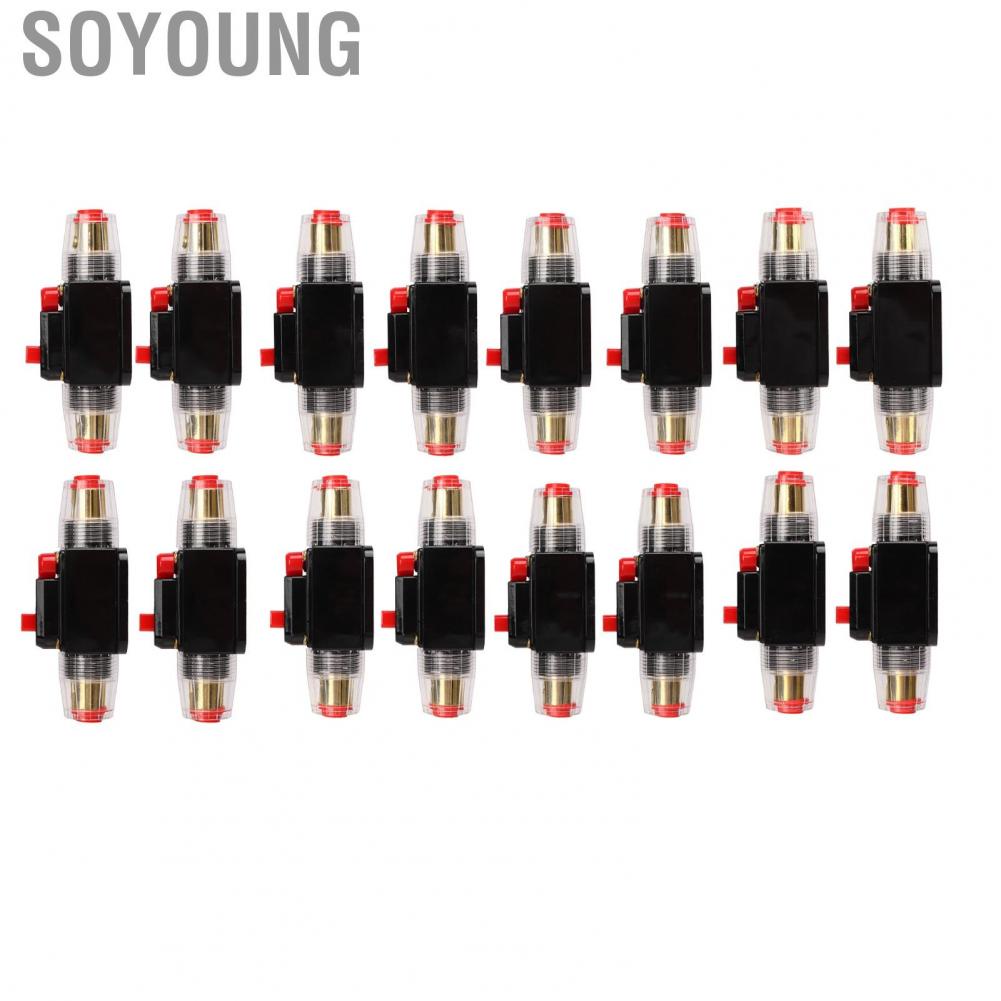 Soyoung 12‑24V Inline Circuit Breaker with Manual Reset Fuse Holder  Lugs Heat Shrink Tubes for Car Boat Audio System Accessories