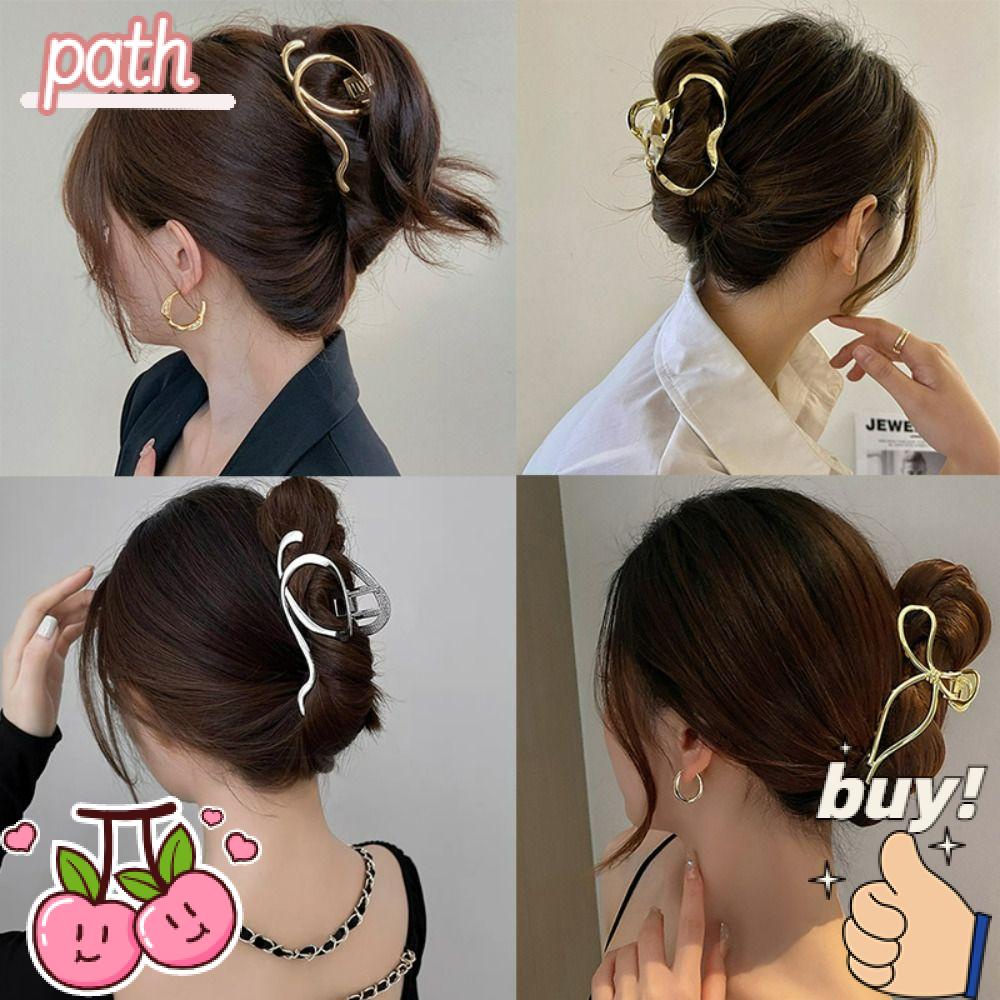 PATH Kẹp Tóc Nơ Kim Loại Màu Vàng Cỡ Lớn Thời Trang Cho Nữ