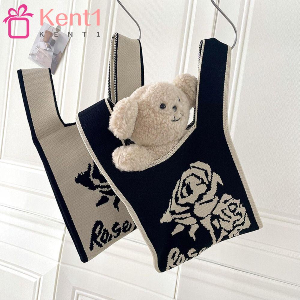 KENT1 Túi Tote Mini Đan Len Màu Sắc Dễ Thương Thời Trang Cho Nữ