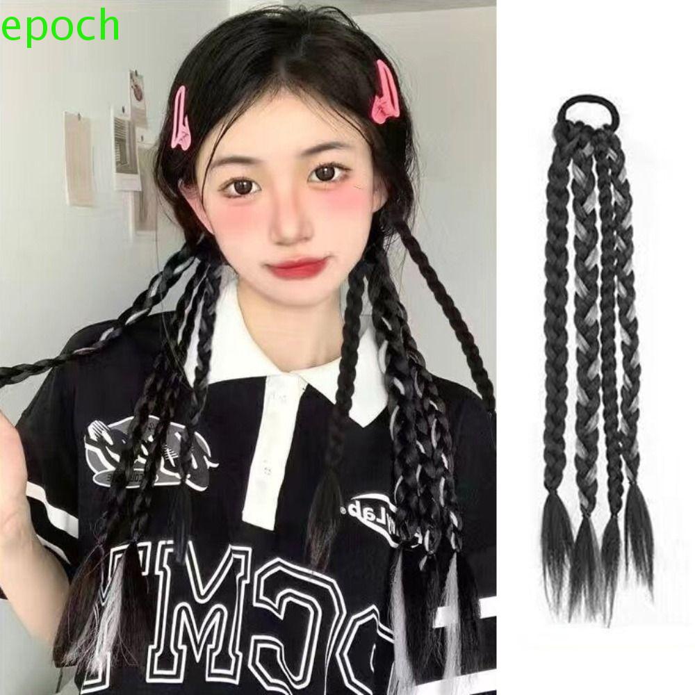 EPOCH Bím Tóc Giả Màu Đen Thắt Bím Cho Nữ