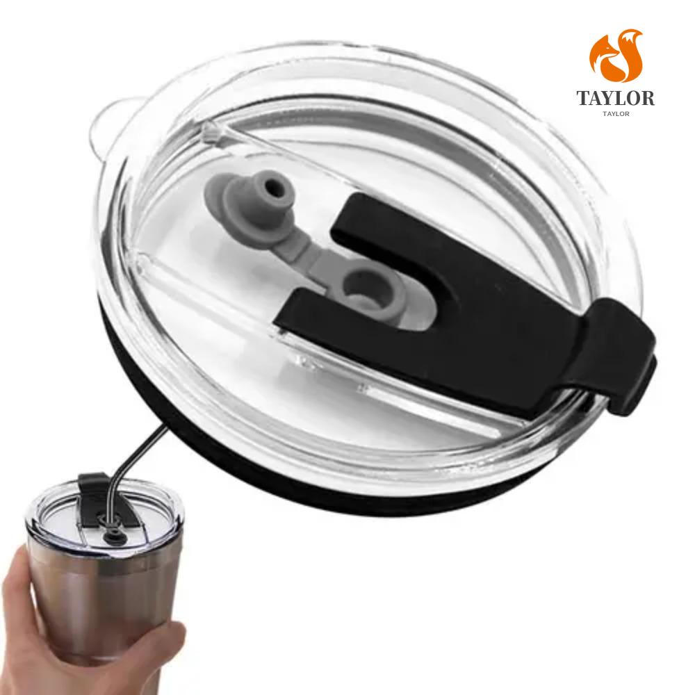 TAYLOR1 Nắp Đậy Cốc Nước Bằng Nhựa Trong Suốt Chống Tràn Có Thể Thay Thế Kèm Ống Hút Tiện Dụng