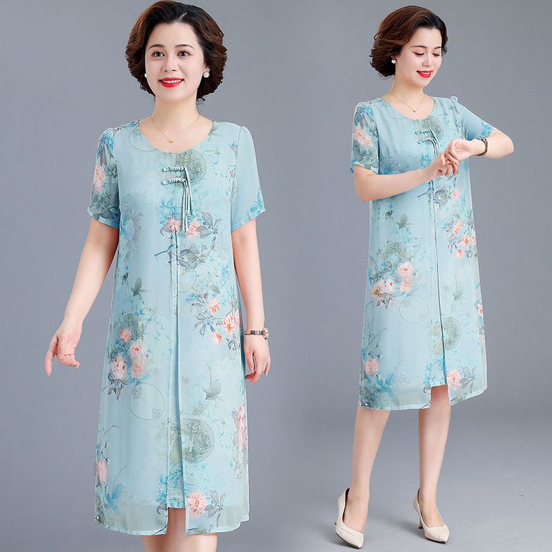 Đầm Chữ a Dáng Rộng Thời Trang Mùa Hè Cho Phụ Nữ Trung Niên