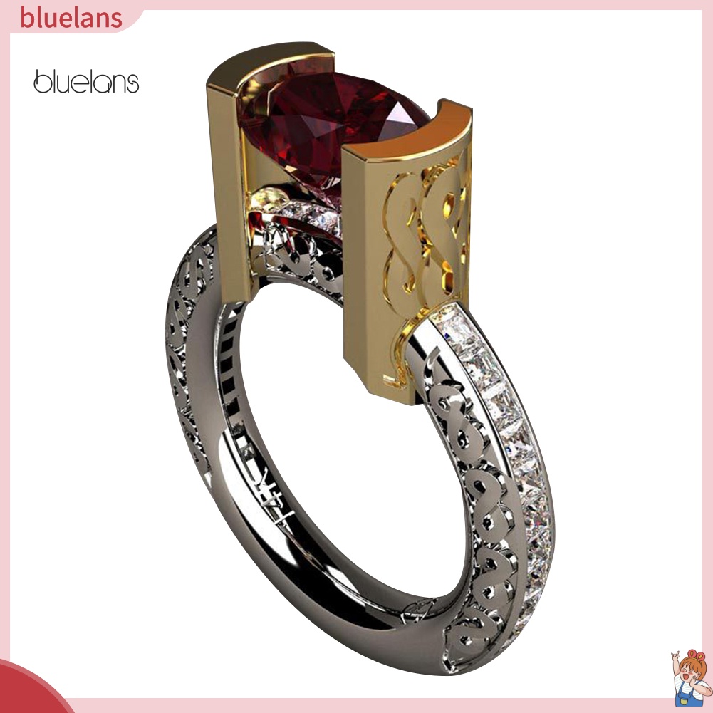 Nhẫn Đính Hôn Đính Đá Hồng Ngọc Thời Trang Dành Cho Nữ