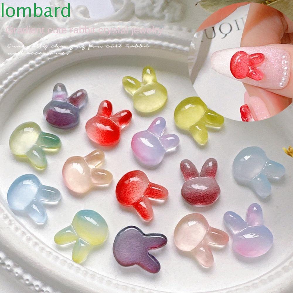 LOMBARD Phụ Kiện Trang Trí Móng Tay Hình Thỏ Đính Đá Màu Sắc Gradient Phong Cách Nhật Bản Dành Cho Nữ