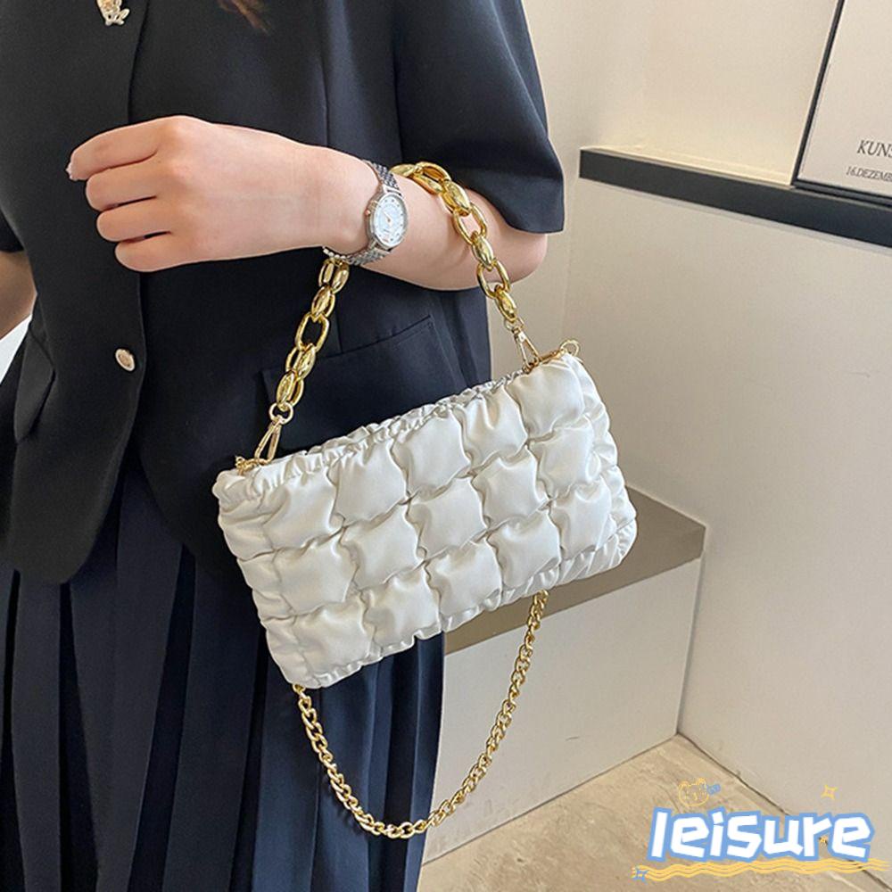 LEISURE Túi Xách Đeo Vai Bằng Cotton Gọn Nhẹ Sức Chứa Lớn Họa Tiết Kẻ Sọc Đơn Giản Cho Nữ