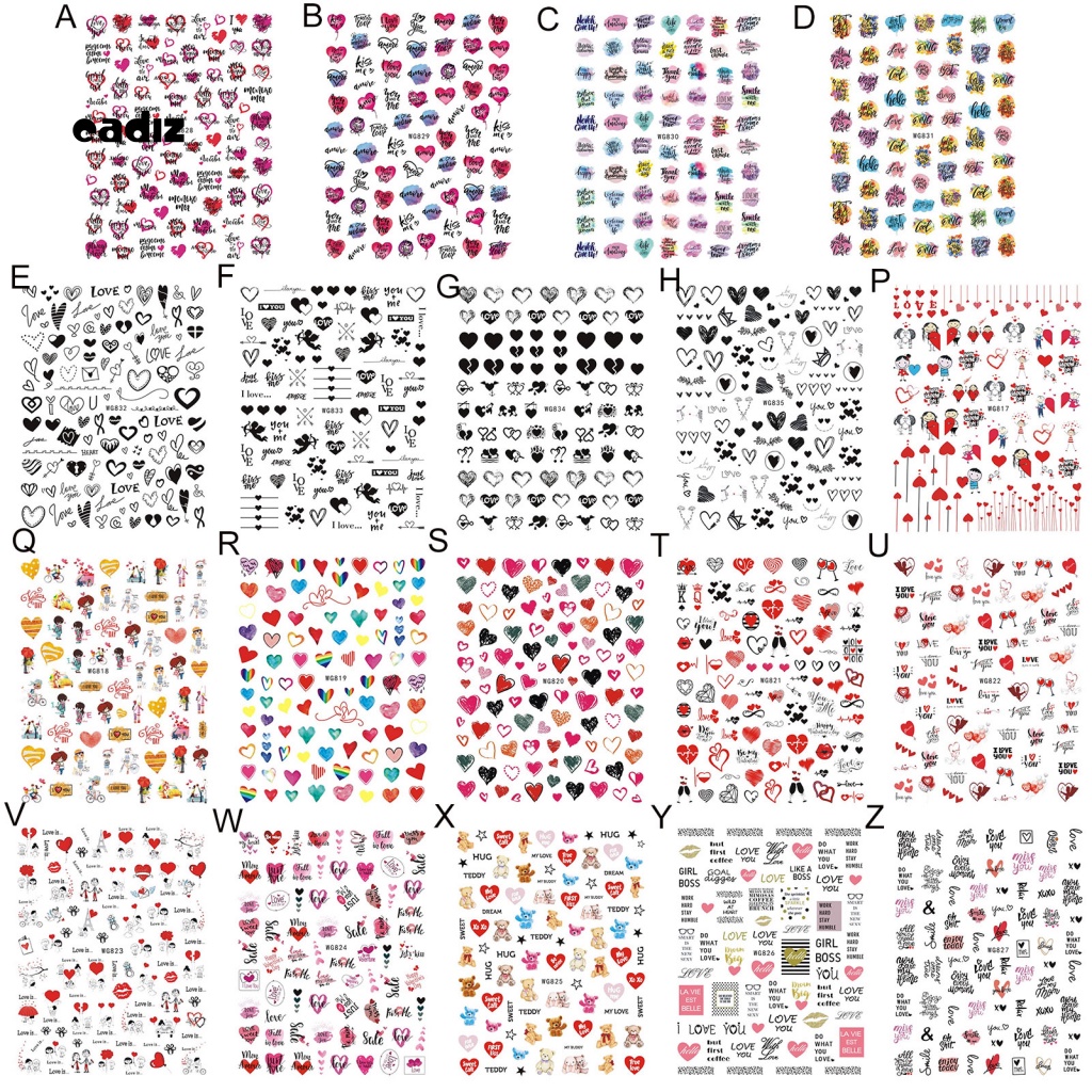 Miếng Dán Trang Trí Móng Tay Tự Dính Không Để Lại Dấu Vết Chủ Đề Ngày Lễ Tình Nhân