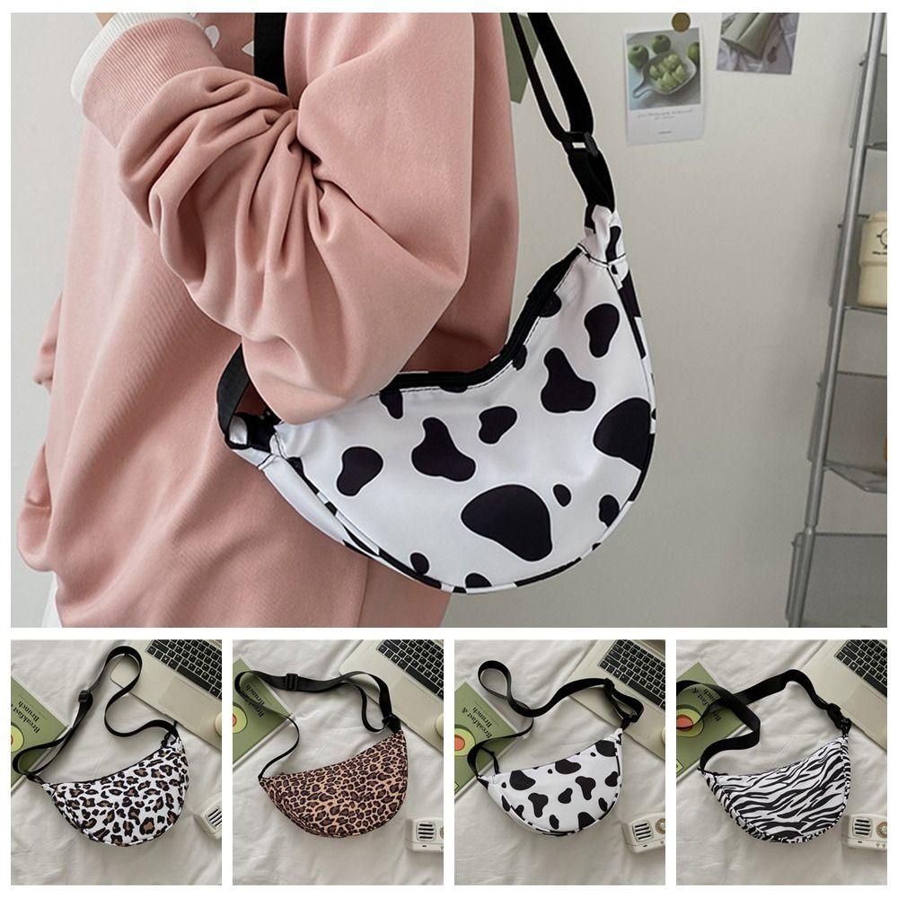 FALLFORBEAUTY Túi Đeo Dưới Cánh Tay Họa Tiết Da Báo / Bánh Bao / Kẻ Sọc / Chấm Bi Dễ Thương Dùng Mua