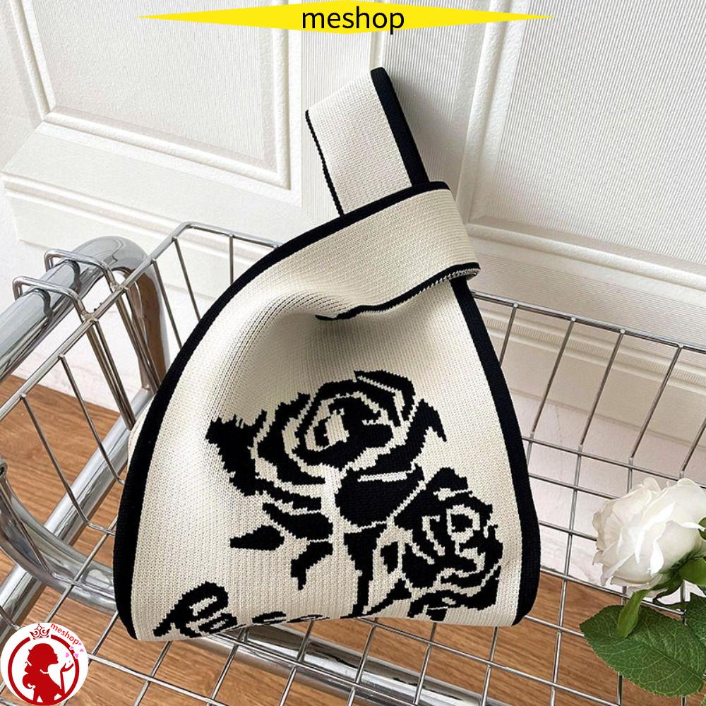 ME Túi Xách Mini Đan Len Thủ Công Màu Sắc Giản Dị Cho Học Sinh