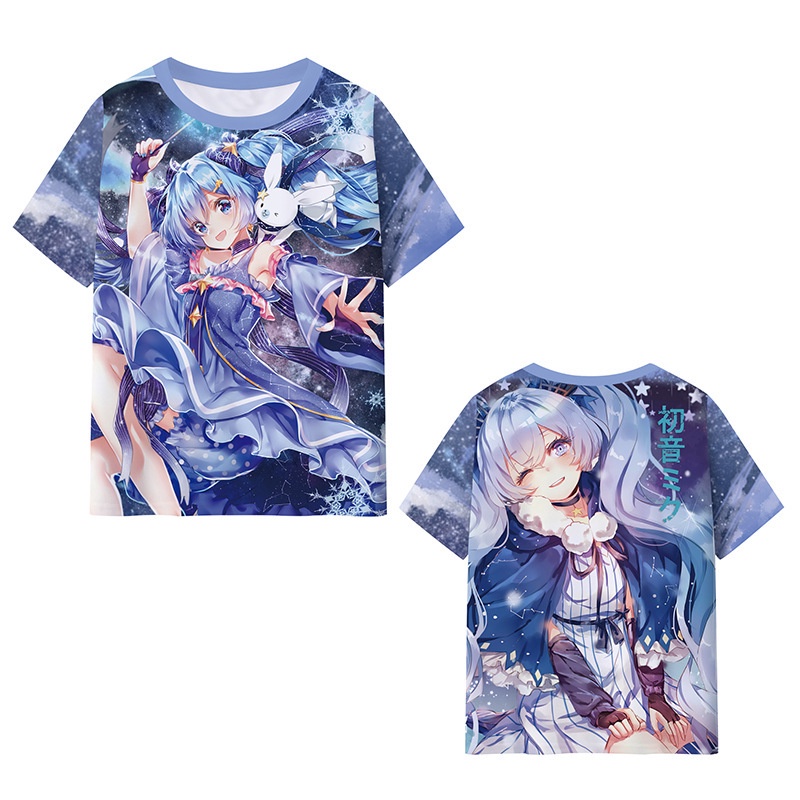 Áo Thun Ngắn Tay In Hoạt Hình Hatsune Miku 3D Thời Trang Mùa Hè