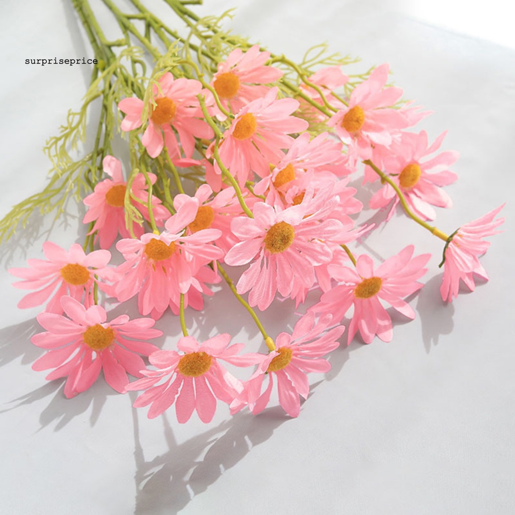 Bó Hoa Giả 5 Bông Bằng Lụa Nhiều Màu Chống Tia UV Trang Trí Nhà Cửa