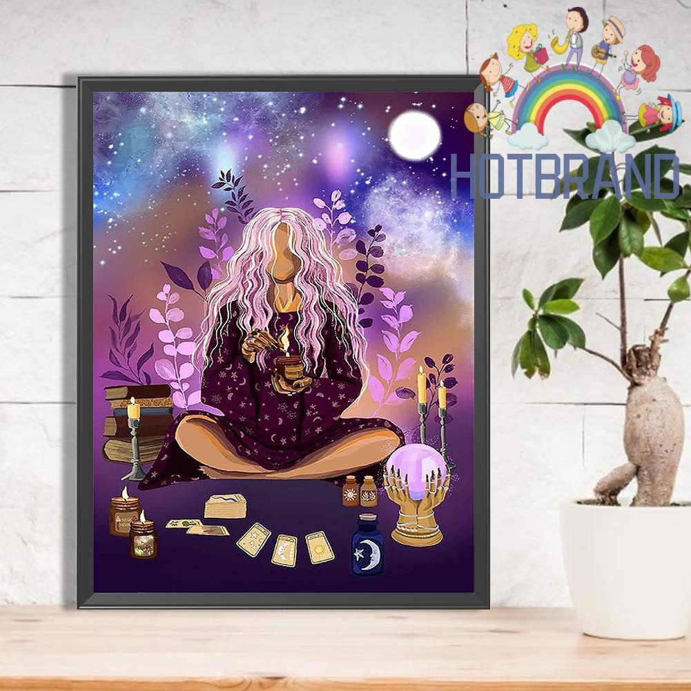 Bộ Tranh Đính Đá 5D Họa Tiết Hoạt Hình Cô Gái Độc Đáo DIY Dùng Trang Trí Nhà Cửa