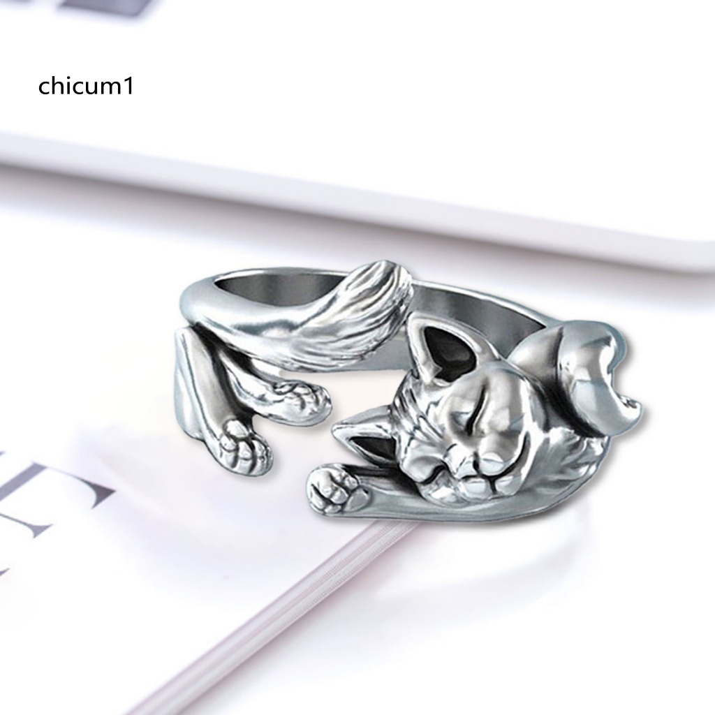 Nhẫn Hở Hình Mèo Dễ Thương Có Thể Điều Chỉnh Kích Cỡ