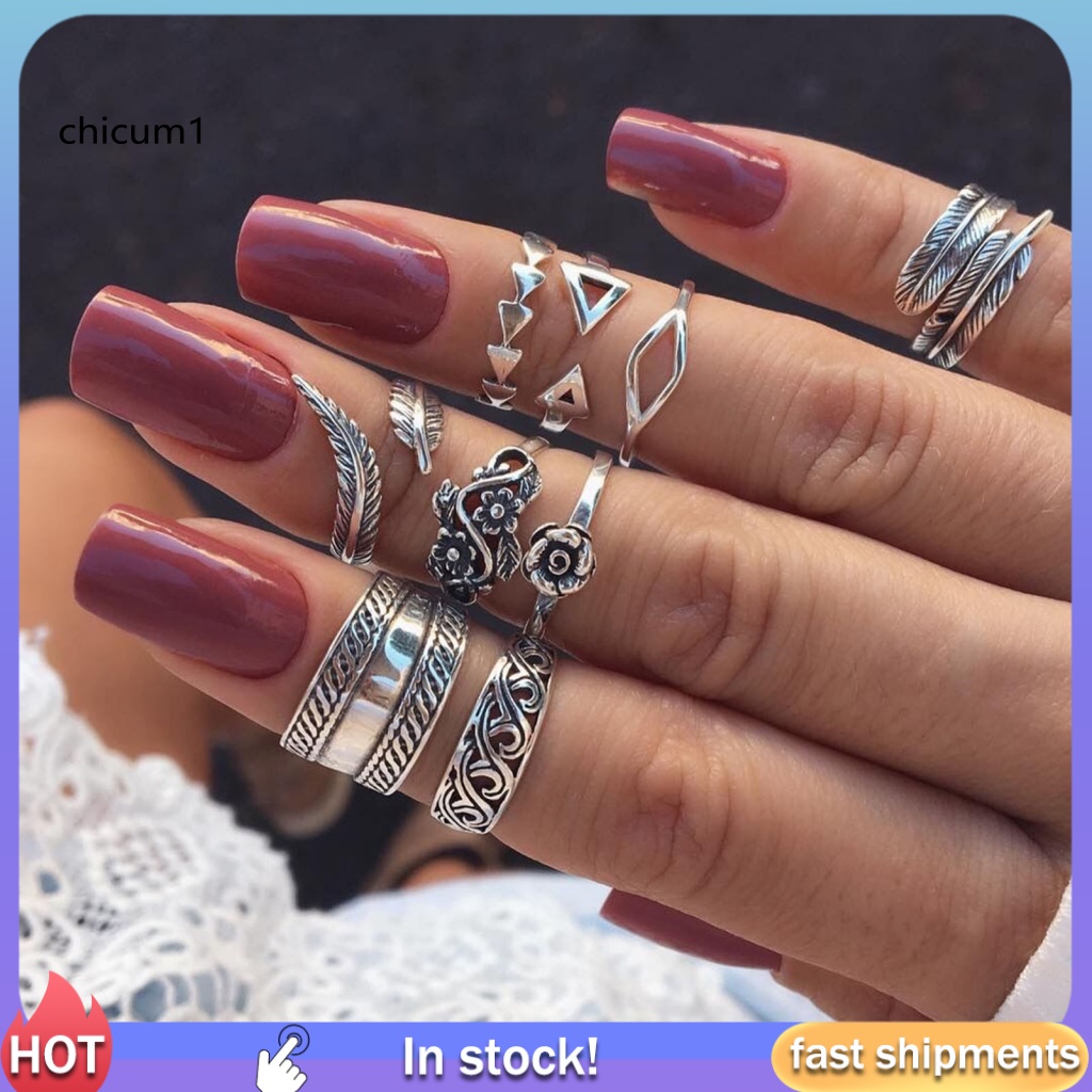 Set 9 Nhẫn Đeo Khớp Ngón Tay Phong Cách Vintage