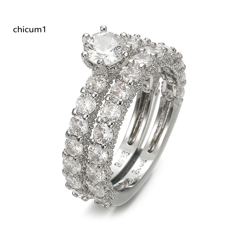 1 Cặp Nhẫn Đính Đá Toàn Diện Không Phai Màu Khối Lượng Nhẹ Dành Cho Nữ