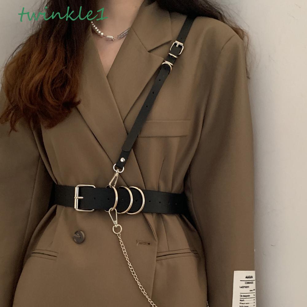 TWINKLE Thắt Lưng Khóa Bạc Phong Cách Gothic Punk Mới Cho Nữ
