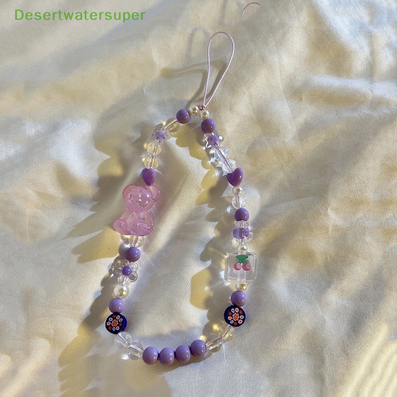 Dsvn Dây Đeo Điện Thoại Ngắn Xỏ Hạt Hình Gấu Hoạt Hình Sáng Tạo Cá Tính Hợp Thời Trang Cho Nữ