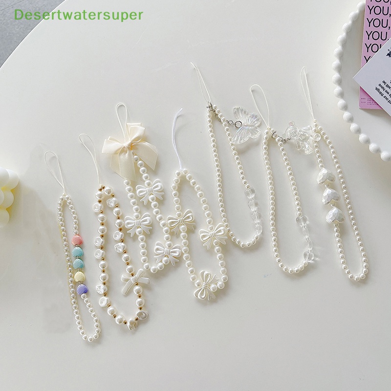 Dây Đeo Điện Thoại Di Động Dạng Chuỗi Hạt Ngọc Trai Trái Tim Nhỏ Gọn Cho Nữ