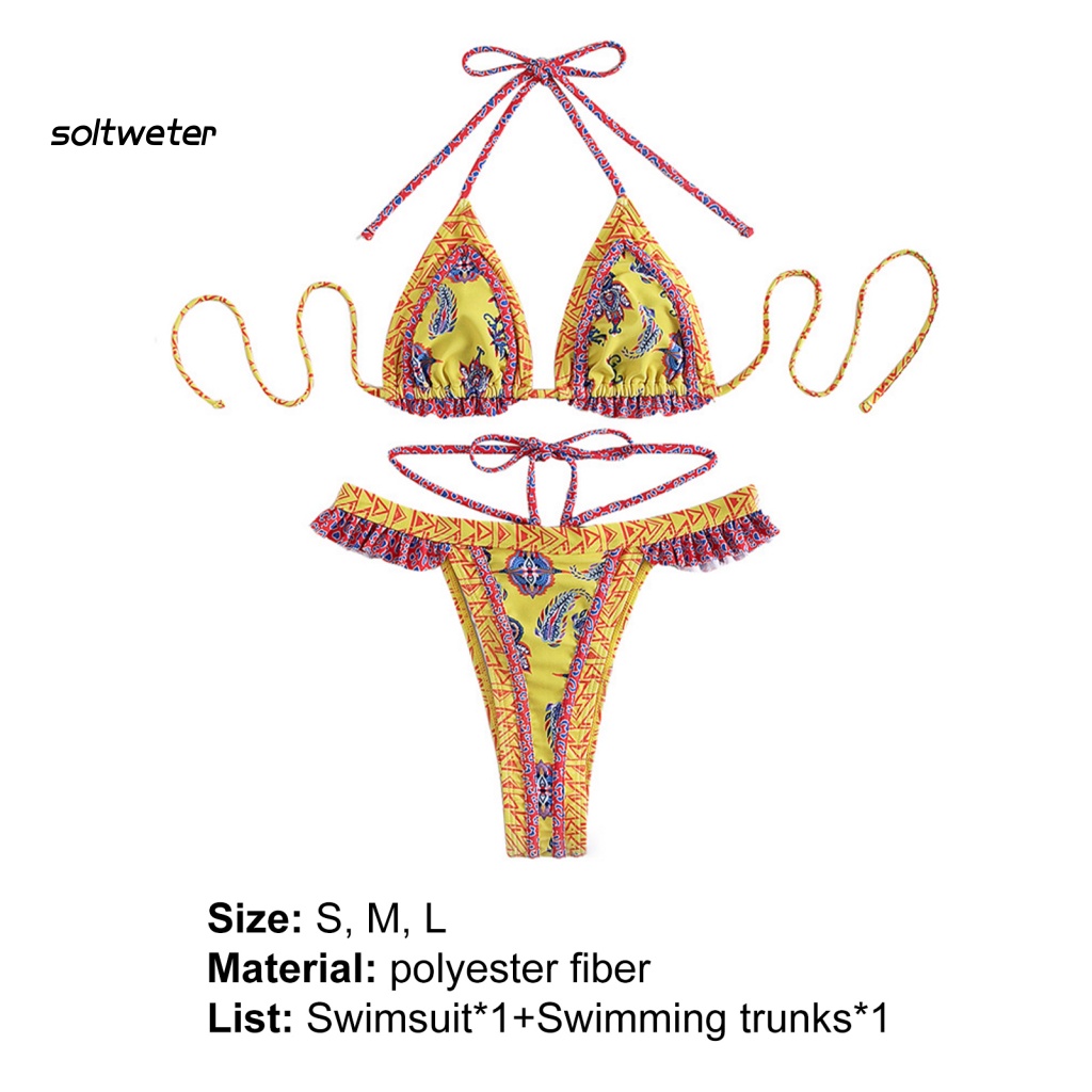 Bộ Đồ Bơi 2 Mảnh Họa Tiết Thổ Cẩm Ba Mảnh Thời Trang Mùa Hè Cho Nữ