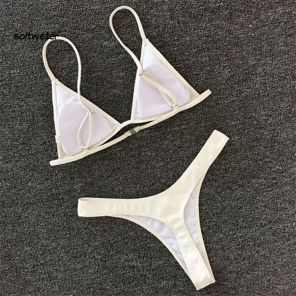 Bộ Đồ Bơi 2 Mảnh Cổ Chữ V Khoét Sâu Nhanh Khô Có Đệm Mút Dành Cho Nữ