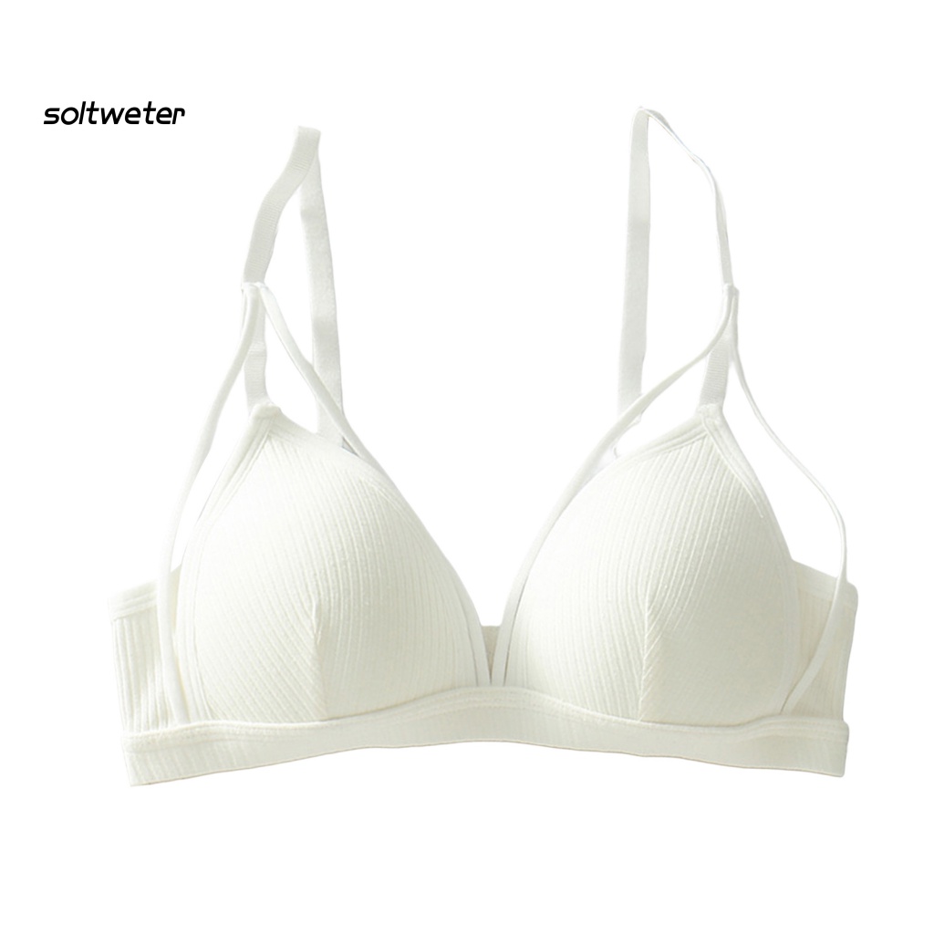 St Áo Ngực Màu Trơn Dây Có Thể Điều Chỉnh Bảo Vệ Lưng Không Gọng Thép Cài Khóa Dành Cho Nữ