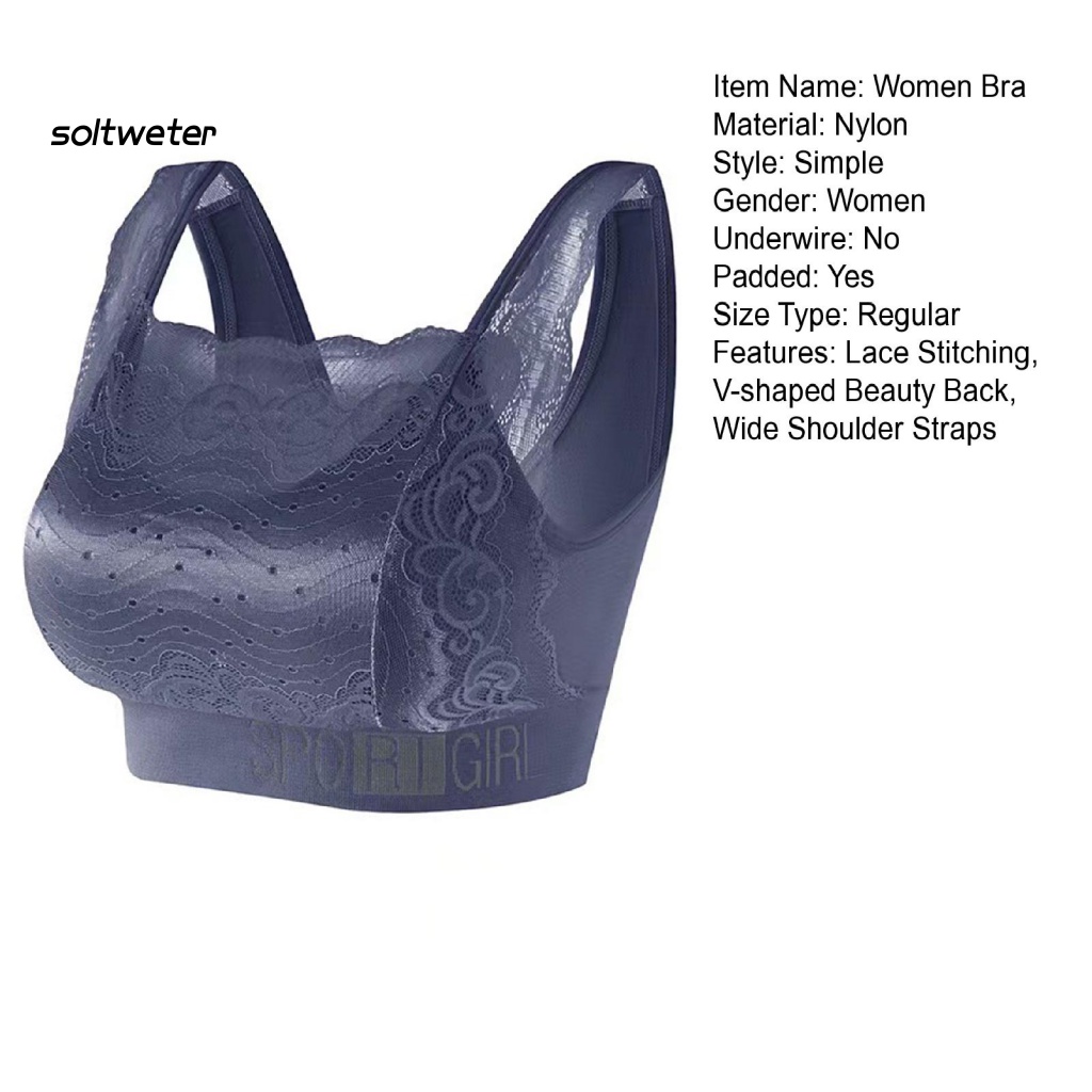 Áo Ngực Thể Thao Phối Ren Có Mút Nâng Ngực Chống Chảy Xệ Lưng Tạo Dáng Chữ V Cho Nữ