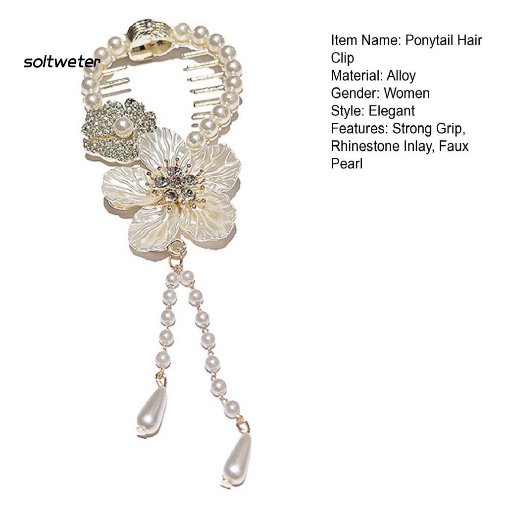 Kẹp Tóc Càng Cua Đính Đá / Ngọc Trai Giả Phong Cách Trung Hoa Thanh Lịch Dành Cho Nữ