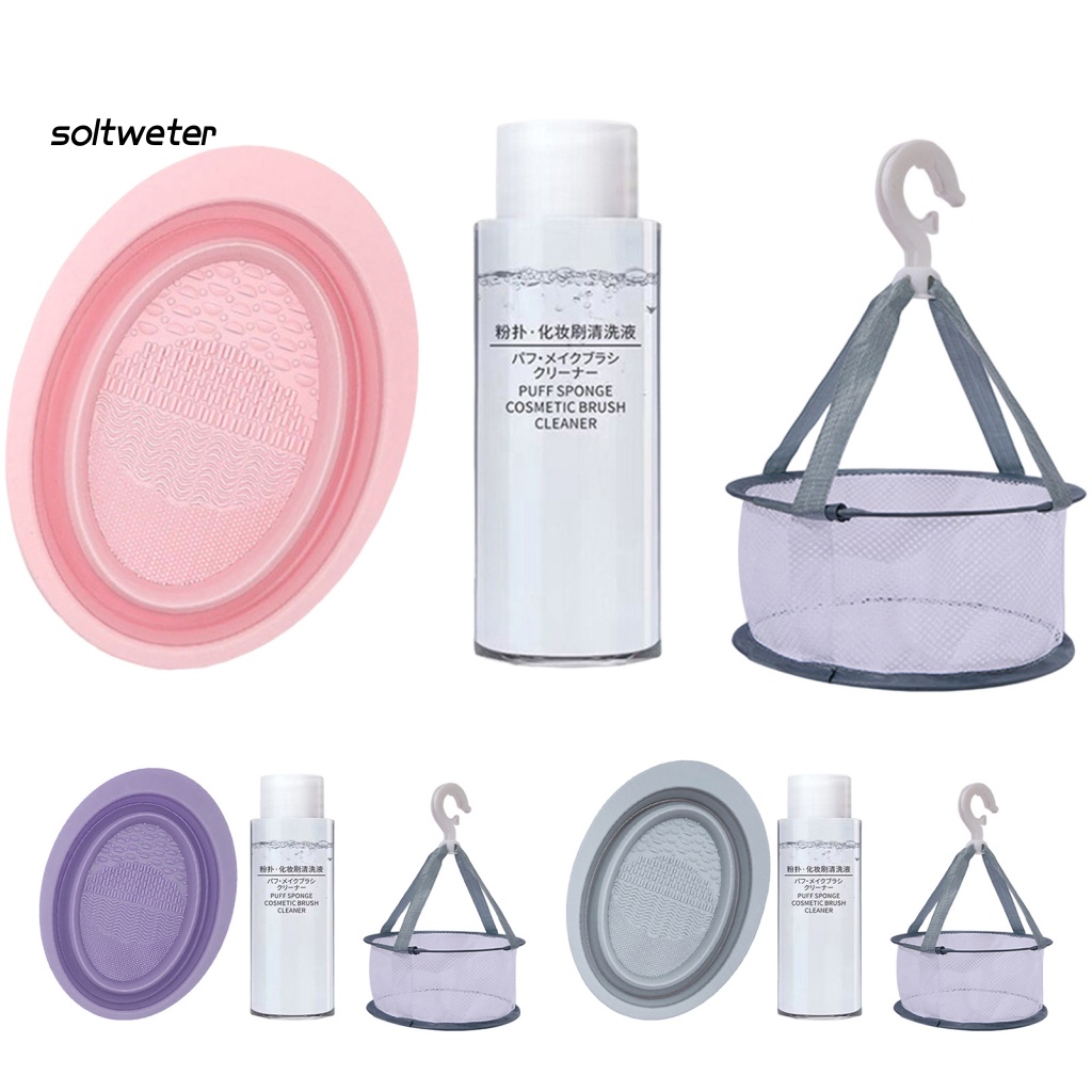 Bộ 3 Miếng Xốp Làm Sạch Cọ Trang Điểm Có Độ Đàn Hồi Cao
