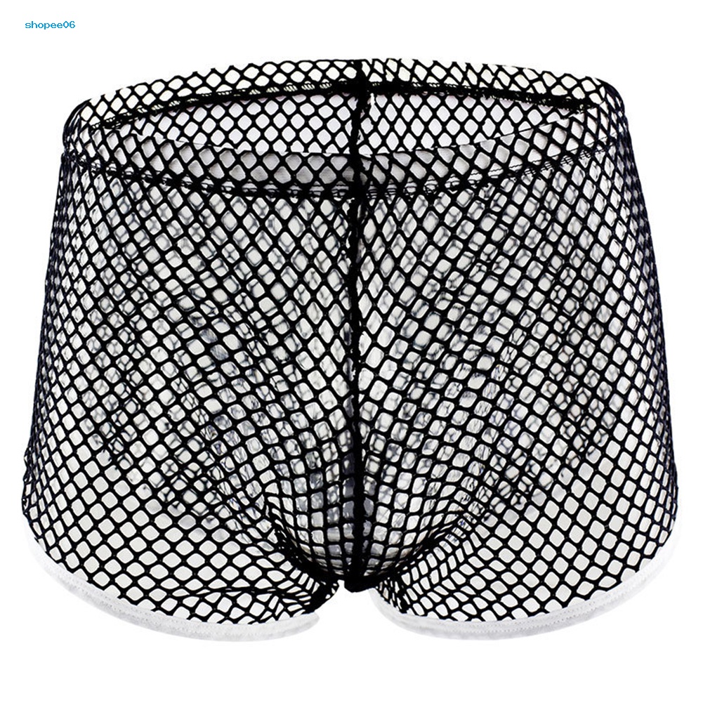 Quần Lót Boxer Lưng Thấp Phối Lưới Thoáng Khí Thời Trang Quyến Rũ Cho Nam