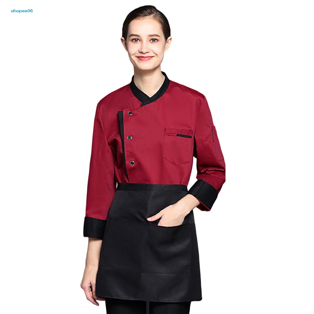 Pemg Áo Đầu Bếp Dài Tay Cổ Đứng Phù Hợp Với Nam Dễ Giặt Chống Bụi Bẩn Đồng Phục Làm Bánh Ngọt Cho Cửa Hàng Thức Ăn Nhanh