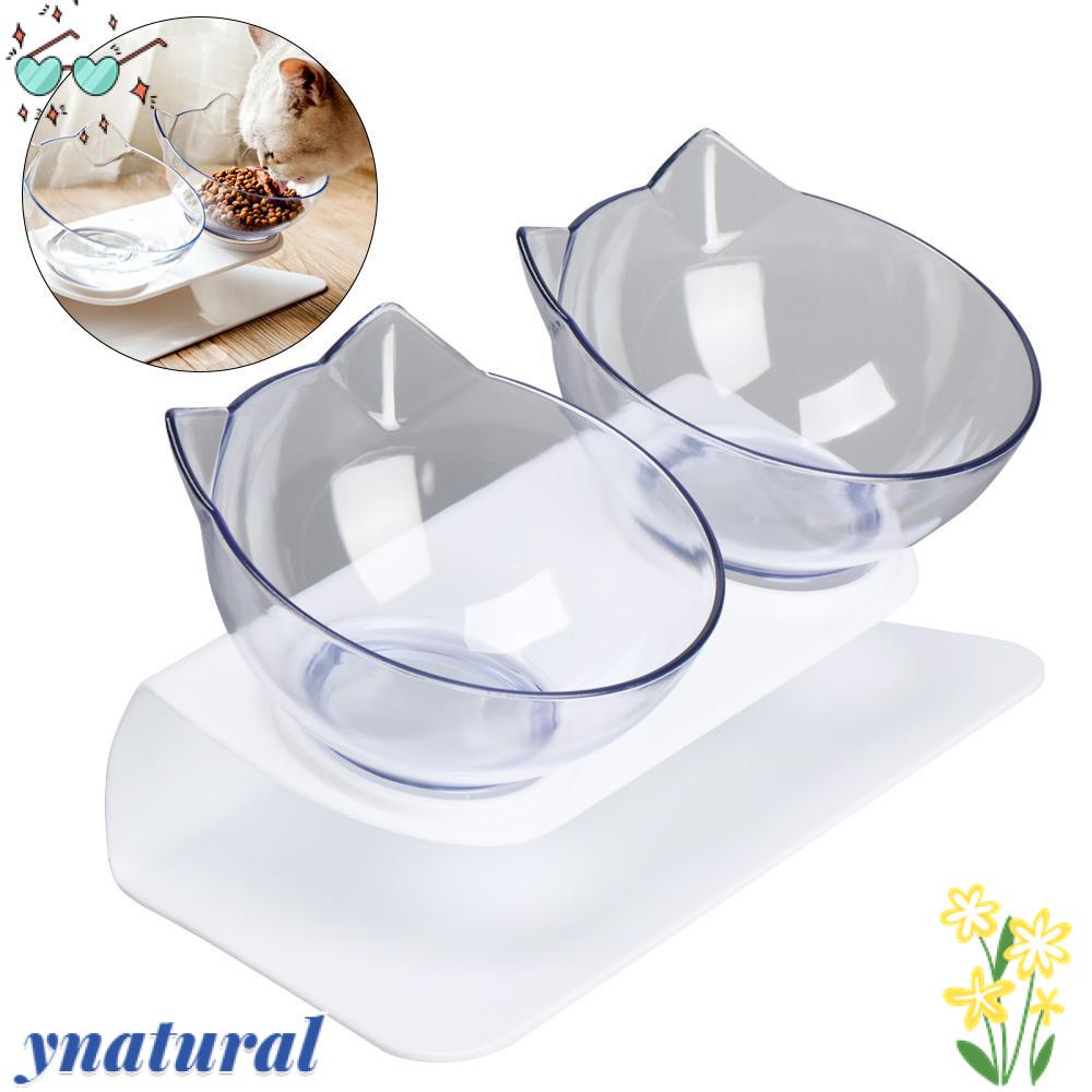 YNATURAL Bát Đựng Thức Ăn Cho Mèo Hình Tai Mèo Chống Trượt Kèm Giá Đỡ