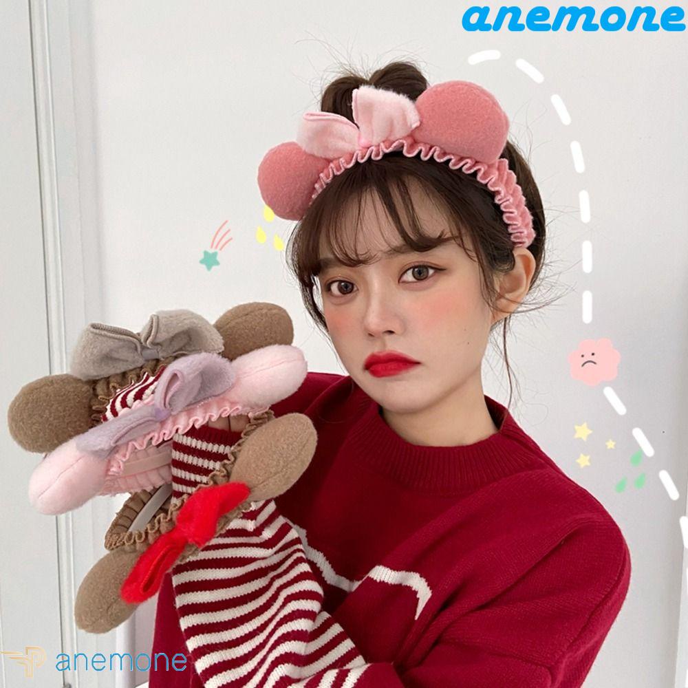 ANEMONE Băng Đô Cài Tóc Vải Bông Rộng Thắt Nơ Họa Tiết Hoạt Hình Sáng Tạo Thời Trang Cho Nữ
