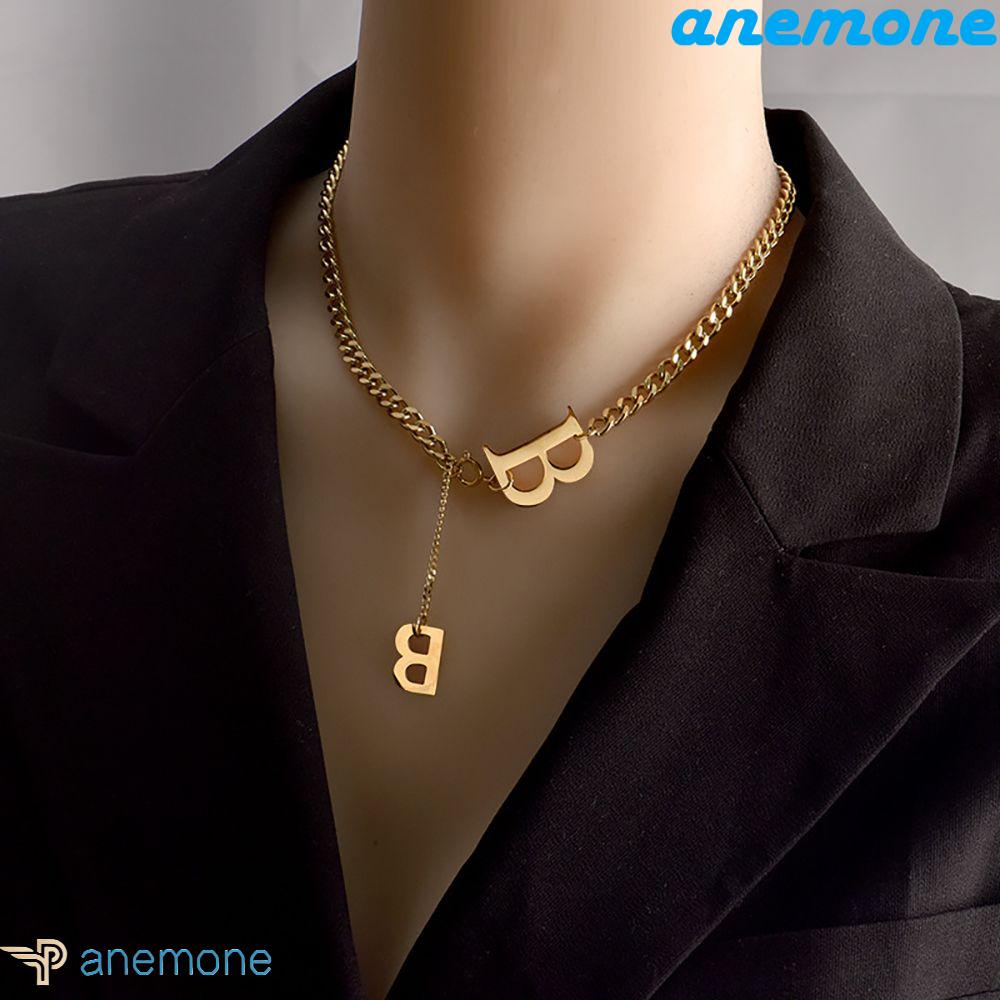 ANEMONE Vòng cổ Choker Mặt Chữ Đơn Giản Phong Cách Hip Hop Hàn Quốc Cho Nữ