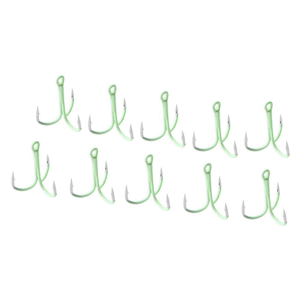 LANFY Bộ 10 Móc Câu Cá Ba Tiêu Phát Sáng Bằng Thép Carbon Cao Cấp # 2 # 4 # 6 # 8 # 10 #