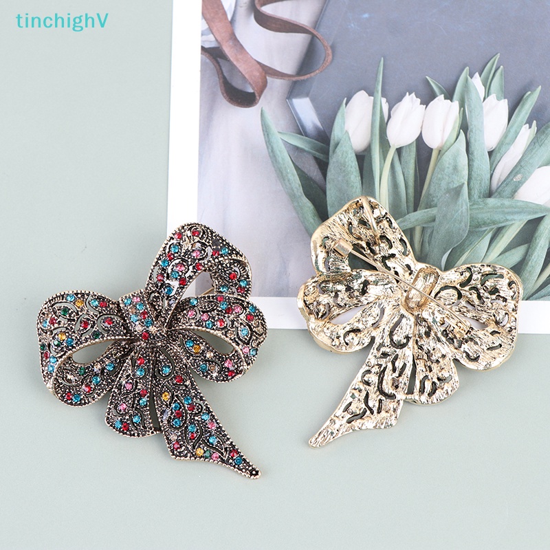 [TinchighV] Ghim Cài Áo Hình Nơ Đính Kim Cương Giả Bằng Kim Loại Cho Nữ