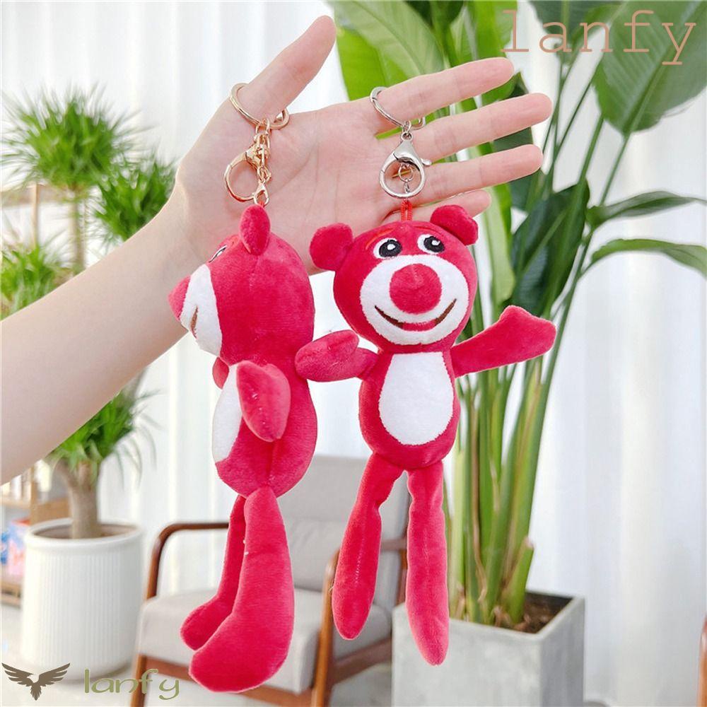 LANFY Móc Khóa Gấu Nhồi Bông Hình Trái Dâu Tây Dễ Thương