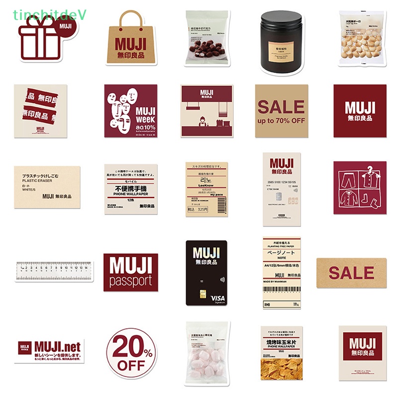 Set 58 Nhãn Dán Hành Lý Hình Gấu MUJIs Phong Cách Nhật Bản