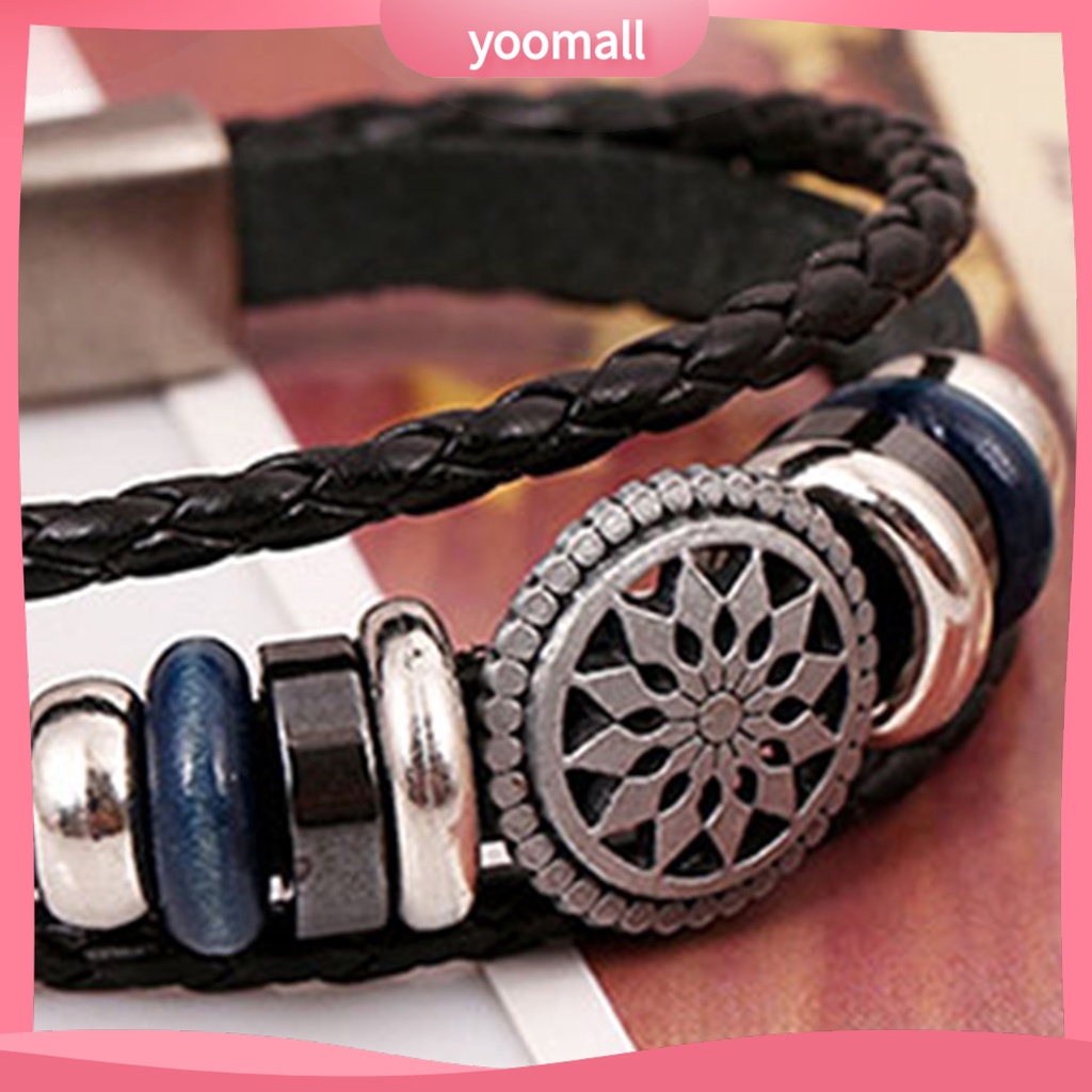 Vòng Tay Giả Da Bện Nhiều Lớp Unisex