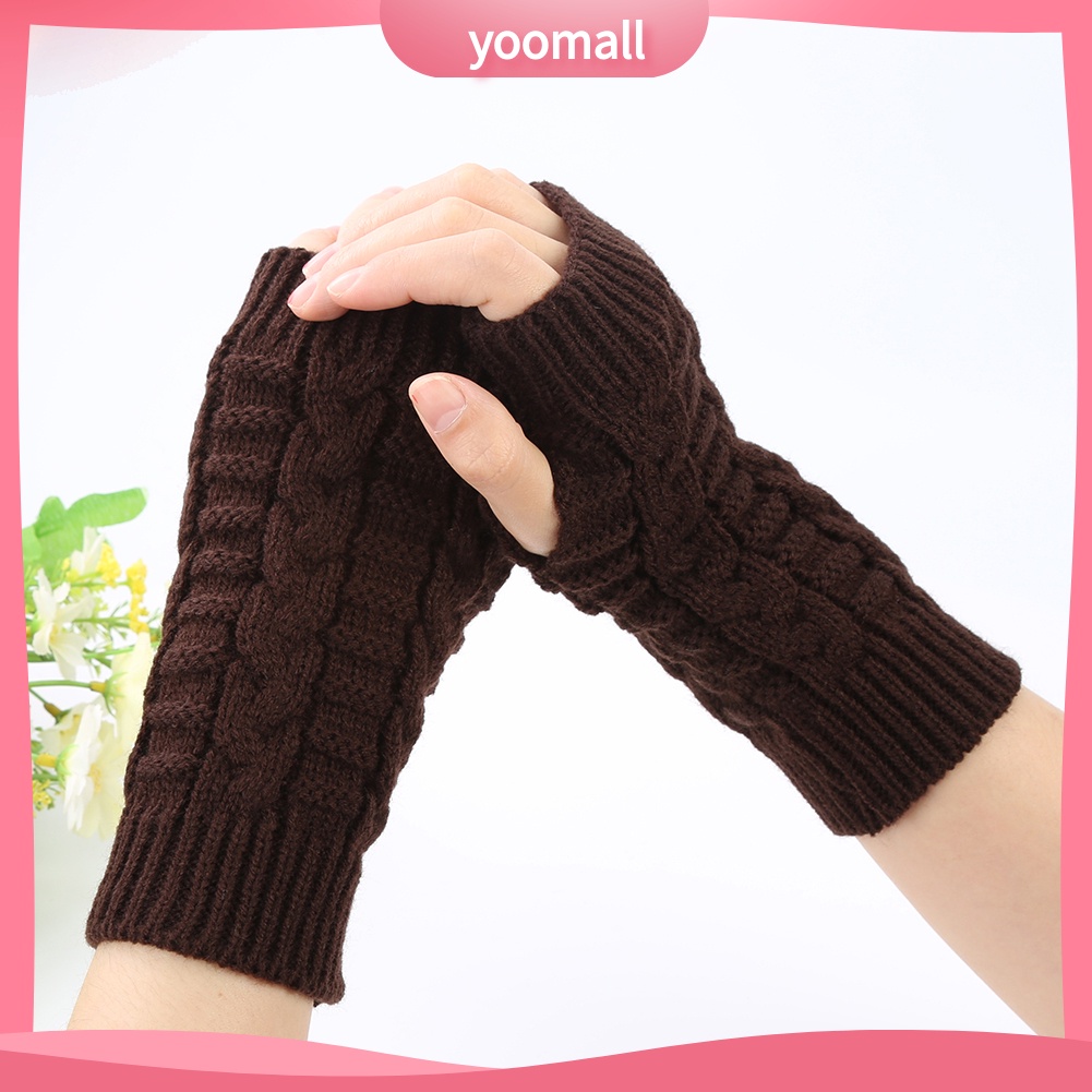 Đôi Găng Tay Len Dài Hở Ngón Ấm Áp Thời Trang Cho Nữ