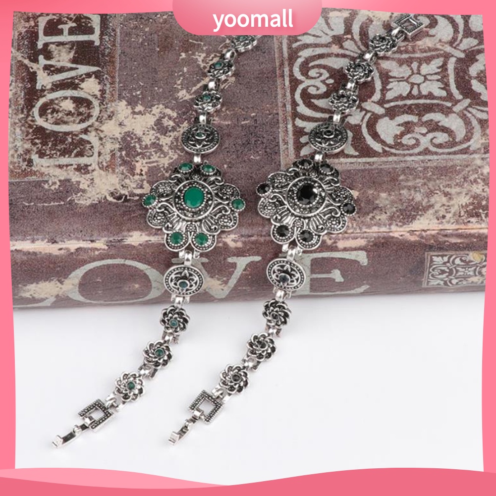 Vòng Tay Đính Đá Quý Nhân Tạo Hình Hoa Phong Cách Vintage Dành Cho Nữ