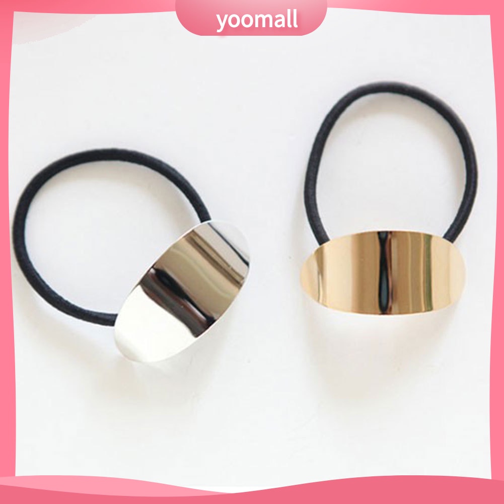 Dây Cột Tóc Đuôi Ngựa Co Giãn In Họa Tiết Chiếc Lá Hợp Kim Thời Trang Cho Nữ