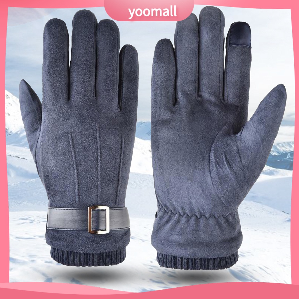 1 Đôi Găng Tay Lái Xe Máy / Trượt Tuyết Màu Sắc Tinh Khiết Chống Lạnh Có Thể Chạm Màn Hình Cảm Ứng