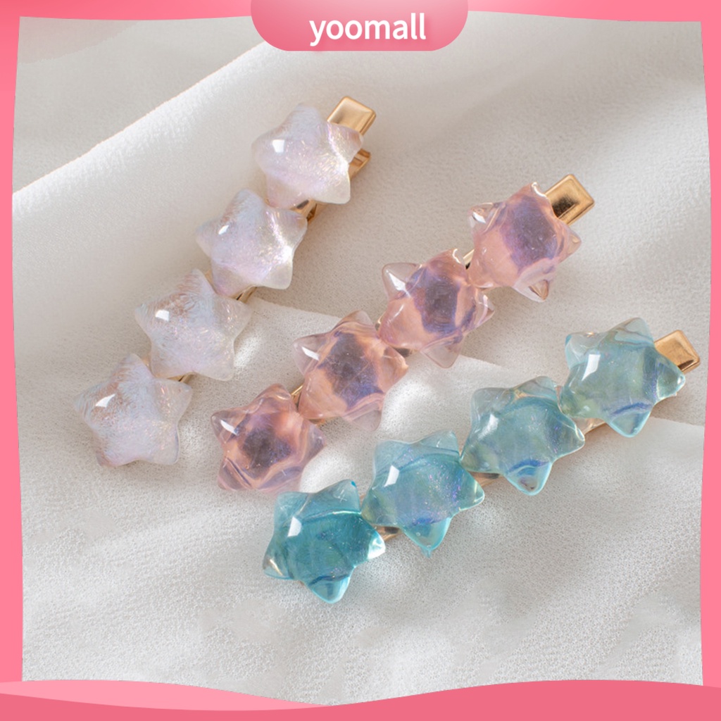 Kẹp Tóc Hình Ngôi Sao Trong Suốt Bằng Nhựa Resin Chống Trượt Phong Cách Hàn Quốc Cho Nữ